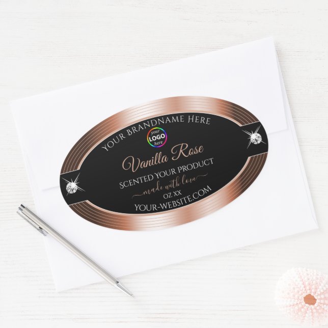 Étiquette de produit Elegance Black Shiny Rose Gol (Enveloppe)