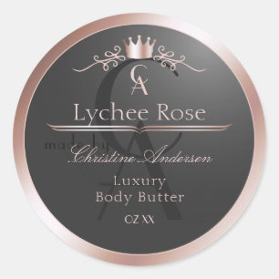 Étiquette de produit en anthracite avec monogramme