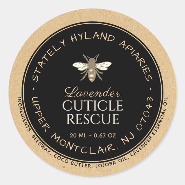 Étiquette de produit en cire d'abeille Kraft écrit (Devant)