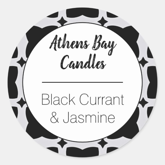 Étiquette de produit géométrique noir et blanc (Devant)