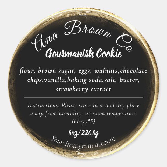 Étiquette de produit Gold Black Modern (Devant)