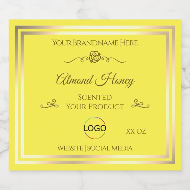 Étiquette de produit Jaune brillant Gold Frame ave (Étiquettes simples)