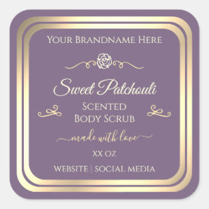 Étiquette de produit lavande Gold Frame et Rose Vi