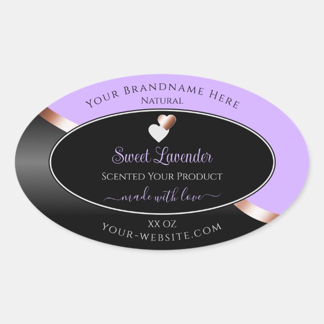 Étiquette de produit Lavender Black Wavy Rose Gold (Devant)