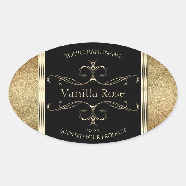 Étiquette de produit noir Parties scintillant or o (Devant)