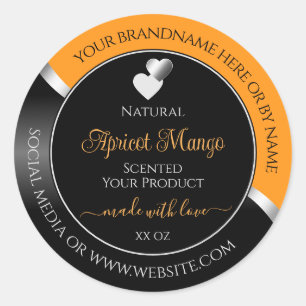 Étiquette de produit Orange Black Wavy Silver Coeu