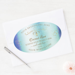 Étiquette de produit Ornate en marbre Turquoise bl