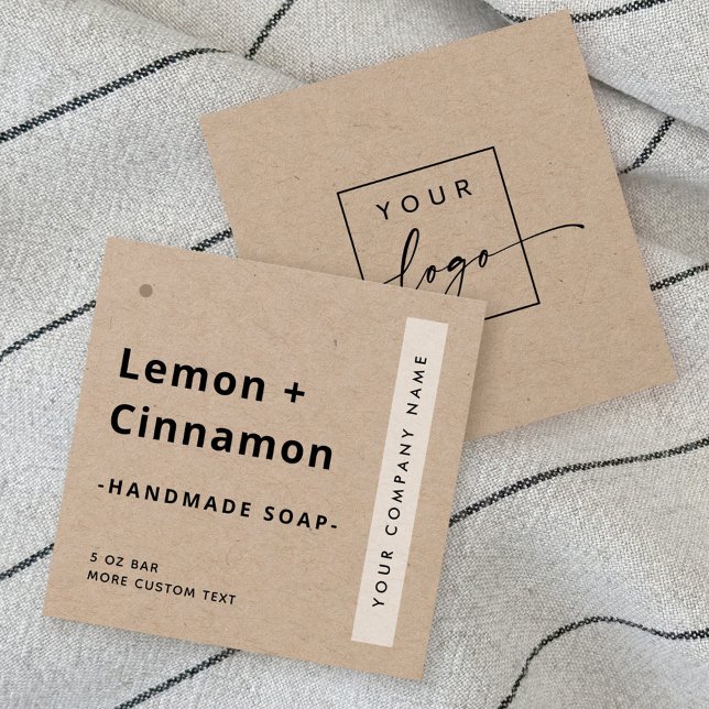 Étiquette de produit papier Kraft carré minimal mo (Créateur téléchargé)