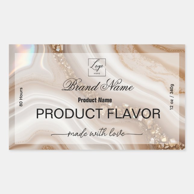 Étiquette de produit personnalisée avec logo Beige (Devant)