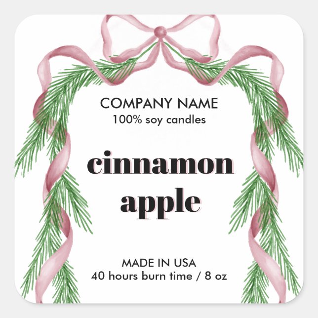 Étiquette de produit Pink Christmas Ribbon Wreath (Devant)