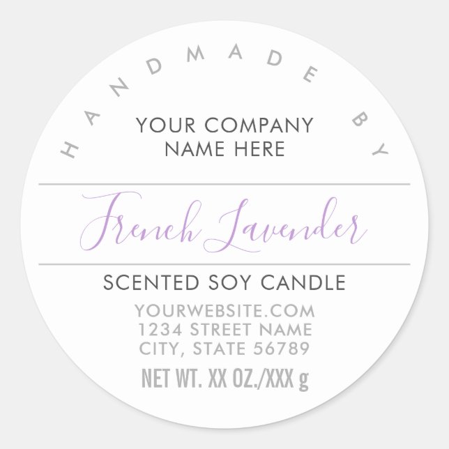 Étiquette de produit pour lavande violette à bougi (Devant)