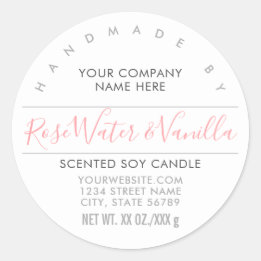 Étiquette de produit rose Rose à bougie ou savon f