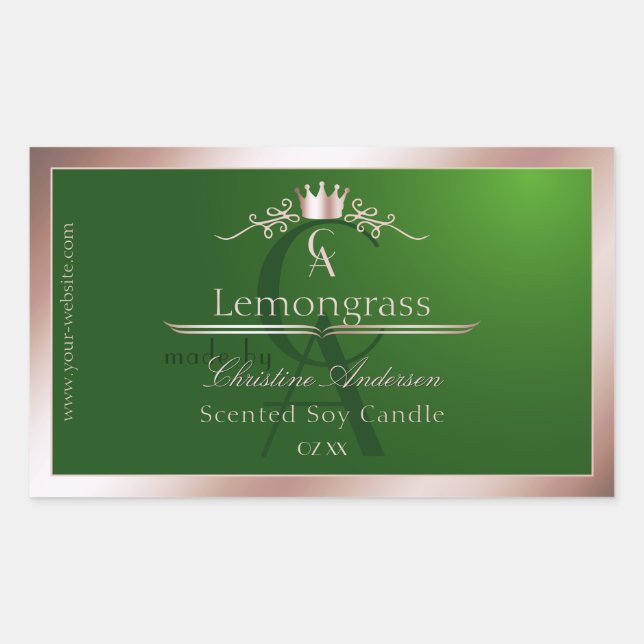 Étiquette de produit vert herbe avec monogramme ca (Devant)