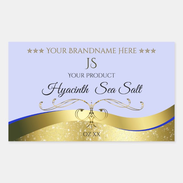 Étiquette de produit Wavy Gold Light Blue (Devant)