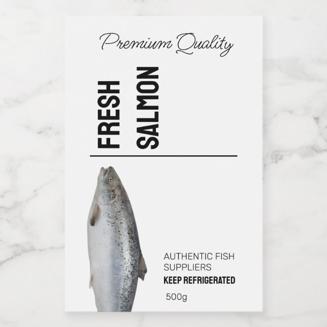 Étiquette de produits de poisson frais Saumons (Étiquettes simples)