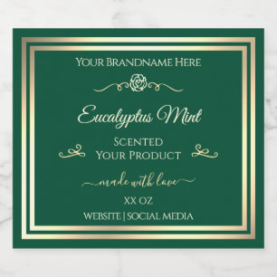 Étiquette de produits Hunter Green Gold Frame Rose
