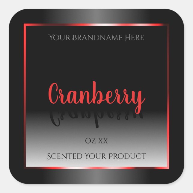 Étiquette de produits noir et blanc Cadre rouge dé (Devant)