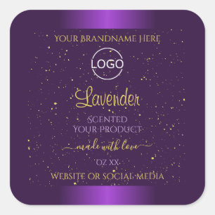 Étiquette de produits violet moderne Parties scint