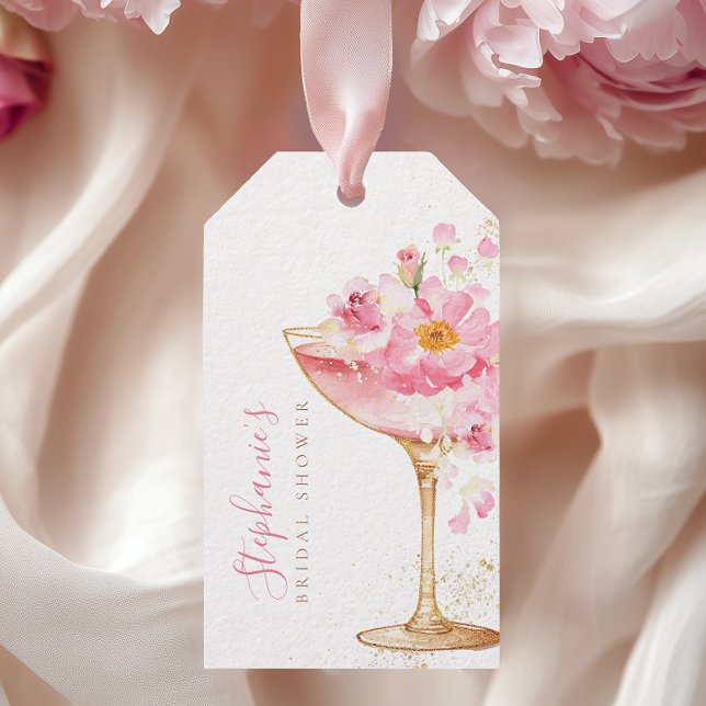 Étiquette de Prosecco Fleurs de Pétale Rose Or pou (Créateur téléchargé)