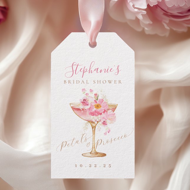 Étiquette de Prosecco Fleurs Roses Or pour Mariage (Créateur téléchargé)