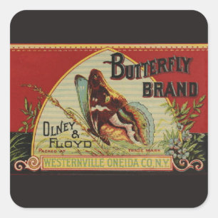 Étiquette de publicité pour papillon antique