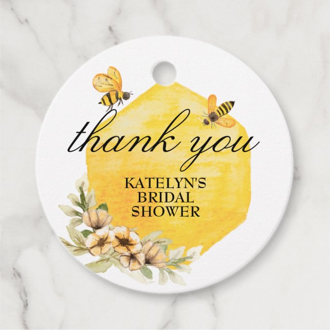 Étiquette de remerciement de mariage abeille (Devant)