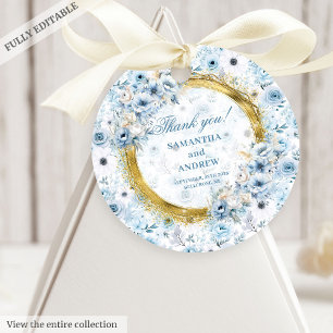 Étiquette de remerciement de mariage Glam Boho Ble