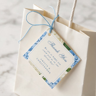 Étiquette de remerciement de mariage Hydrangea Ble