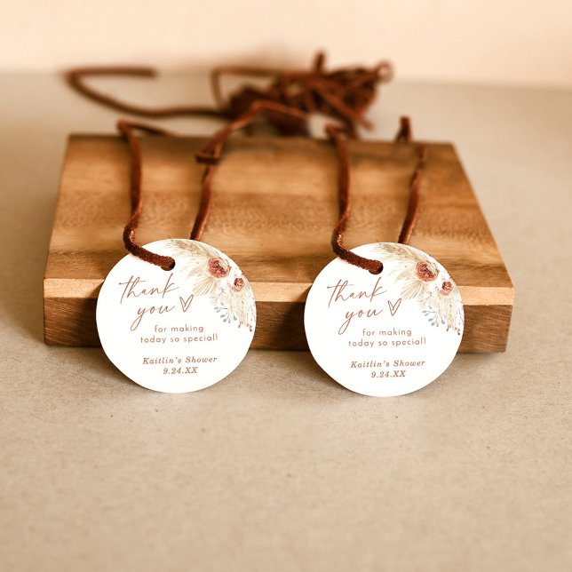 Étiquette de remerciement en herbe de Pampas Boho (Créateur téléchargé)