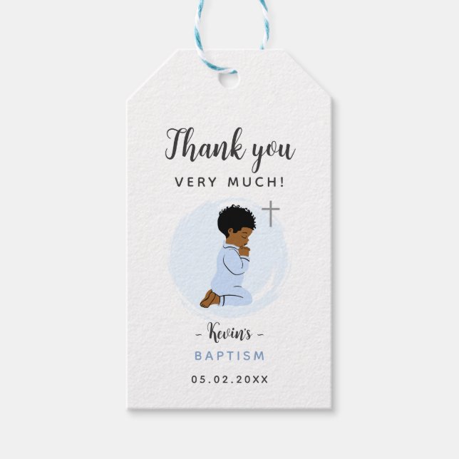 Étiquette de remerciement pour baptême de bébé pri (Devant)