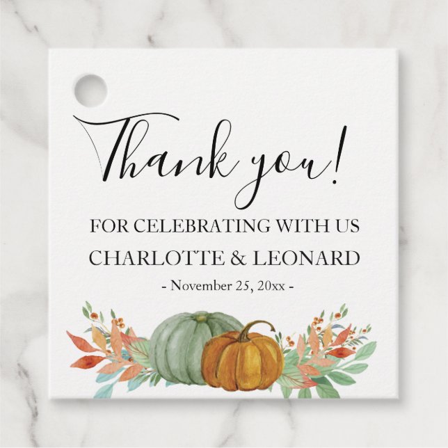 Étiquette de remerciement pour citrouilles d'autom (Devant)
