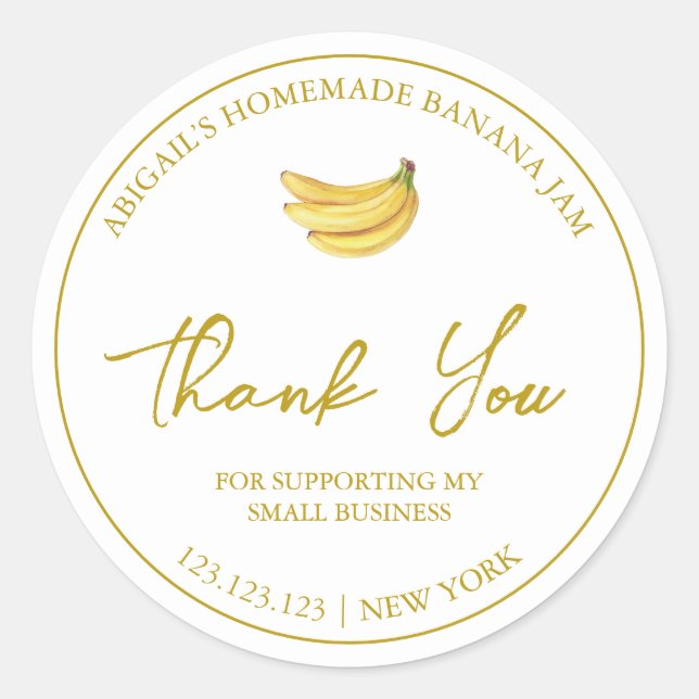 Étiquette de remerciement pour confiture de banane (Devant)