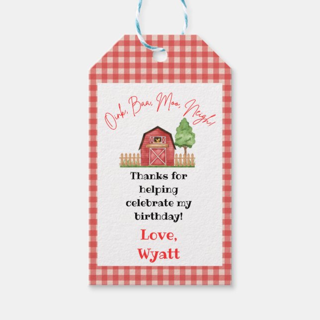 Étiquette de remerciement pour fête d'animaux de f (Devant)