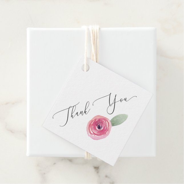 Étiquette de remerciement pour mariage rose (En situation)