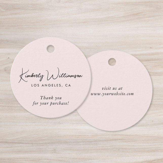 Étiquette de remerciement rose pour entreprise de  (Chic Script Business Pink Thank You Gift Tag)
