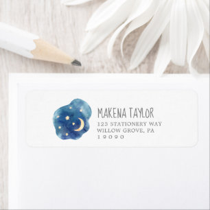 Étiquette de retour Baby shower Lune et étoiles