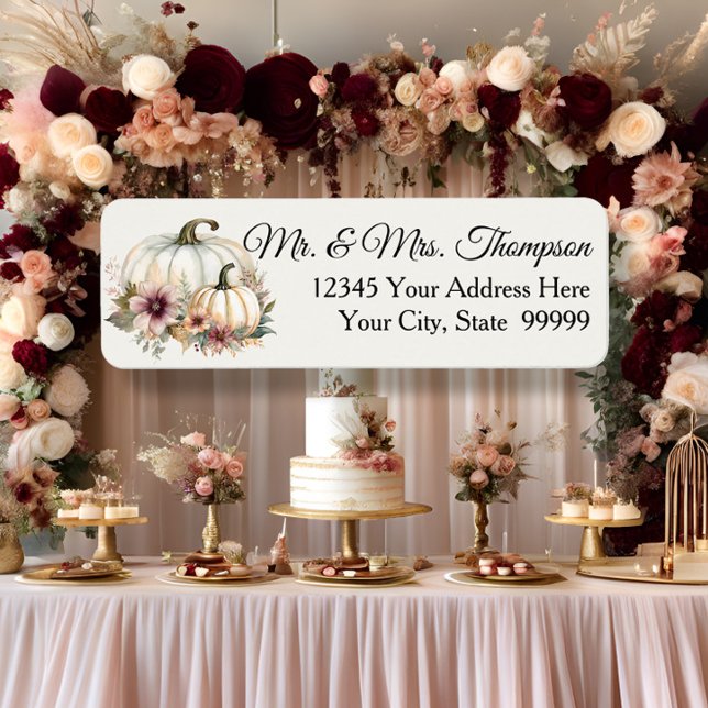 Étiquette de retour d'adresse de citrouille floral (Créateur téléchargé)