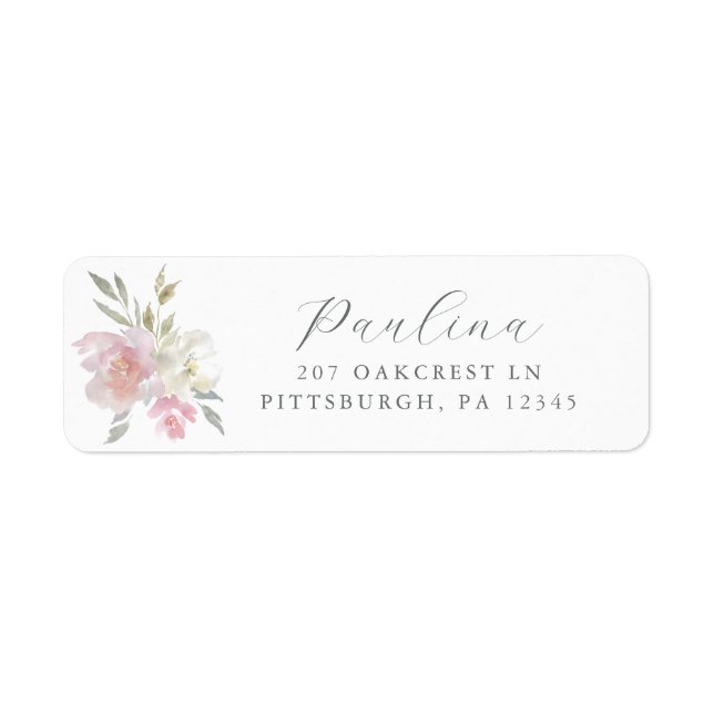 Étiquette de retour d'adresse de script de florais (Devant)