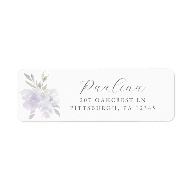 Étiquette de retour d'adresse de script floral pou (Devant)