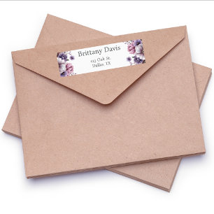 Étiquette de retour d'adresse florale lavande pour