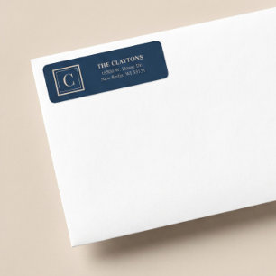 Étiquette de retour d'adresse monogramme encadré b