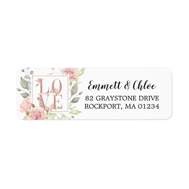 Étiquette de retour d'amour floral rose (Devant)