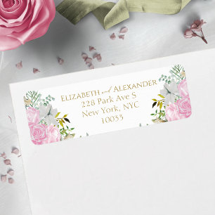 Étiquette de retour d'aquarelle de mariage de prin