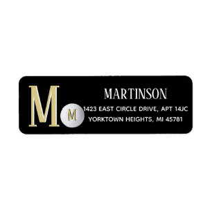Étiquette de retour de balle de golf Monogramme pe