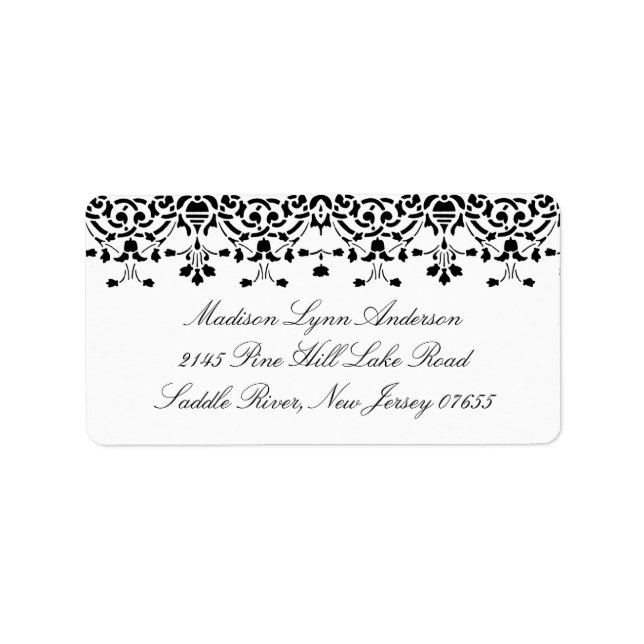 Étiquette de retour de dentelle noire/blanche (Devant)