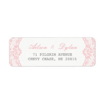 Étiquette de retour de dentelle rose romantique