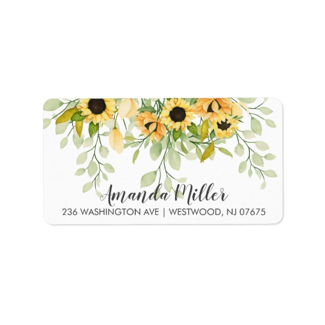 Étiquette de retour de fleurs de tournesol (Devant)