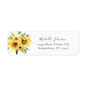 Étiquette de retour de fleurs de tournesol