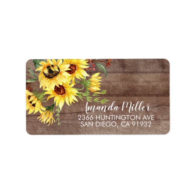 Étiquette de retour de fleurs de tournesol rustiqu (Devant)