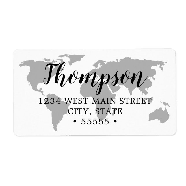 Étiquette de retour de la carte du monde simple (Devant)